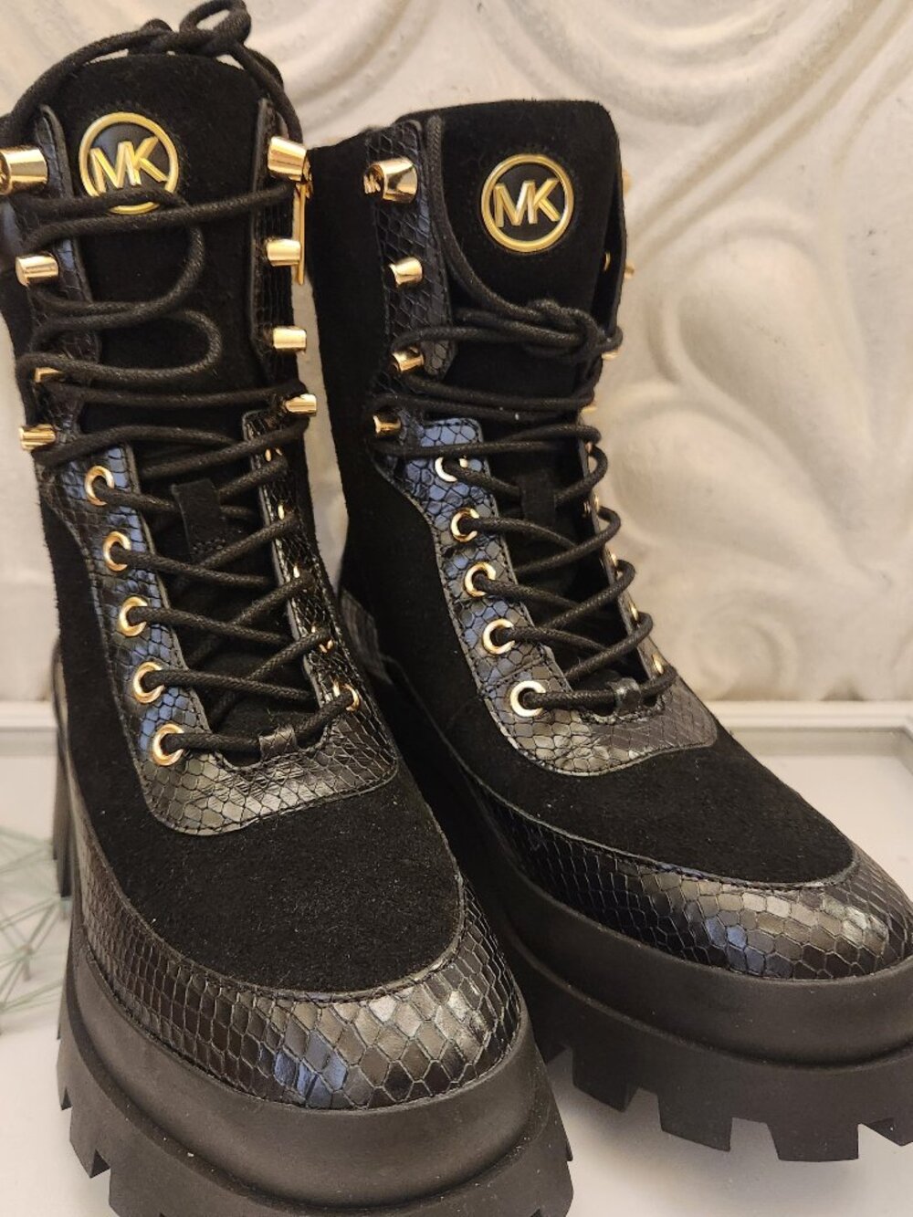 Michael Kors Black Leather Lace Up combat boots. NWOT. Size 6. Style: SG23C